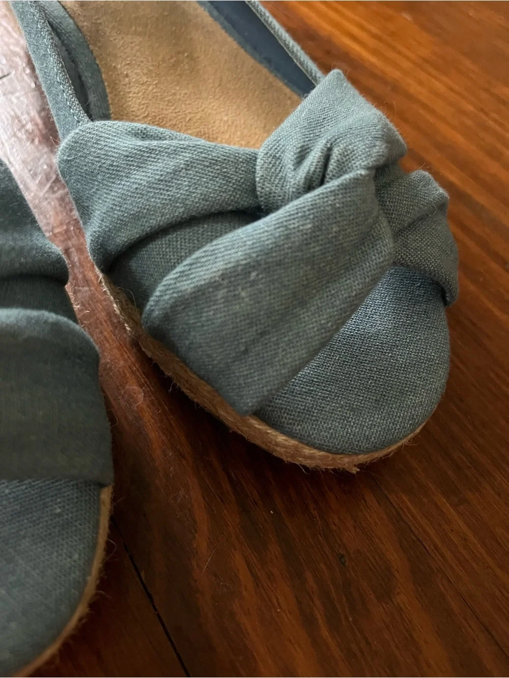 G.H. Bass & Co. Women’s Blue Denim Knotted Slingback Espadrille Wedges - Size 10